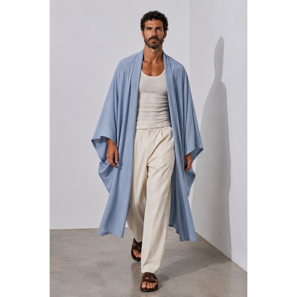 ORTTU Blue Draped Kimono Cardigan Avant Garde Gender Fluid Oversized One Size